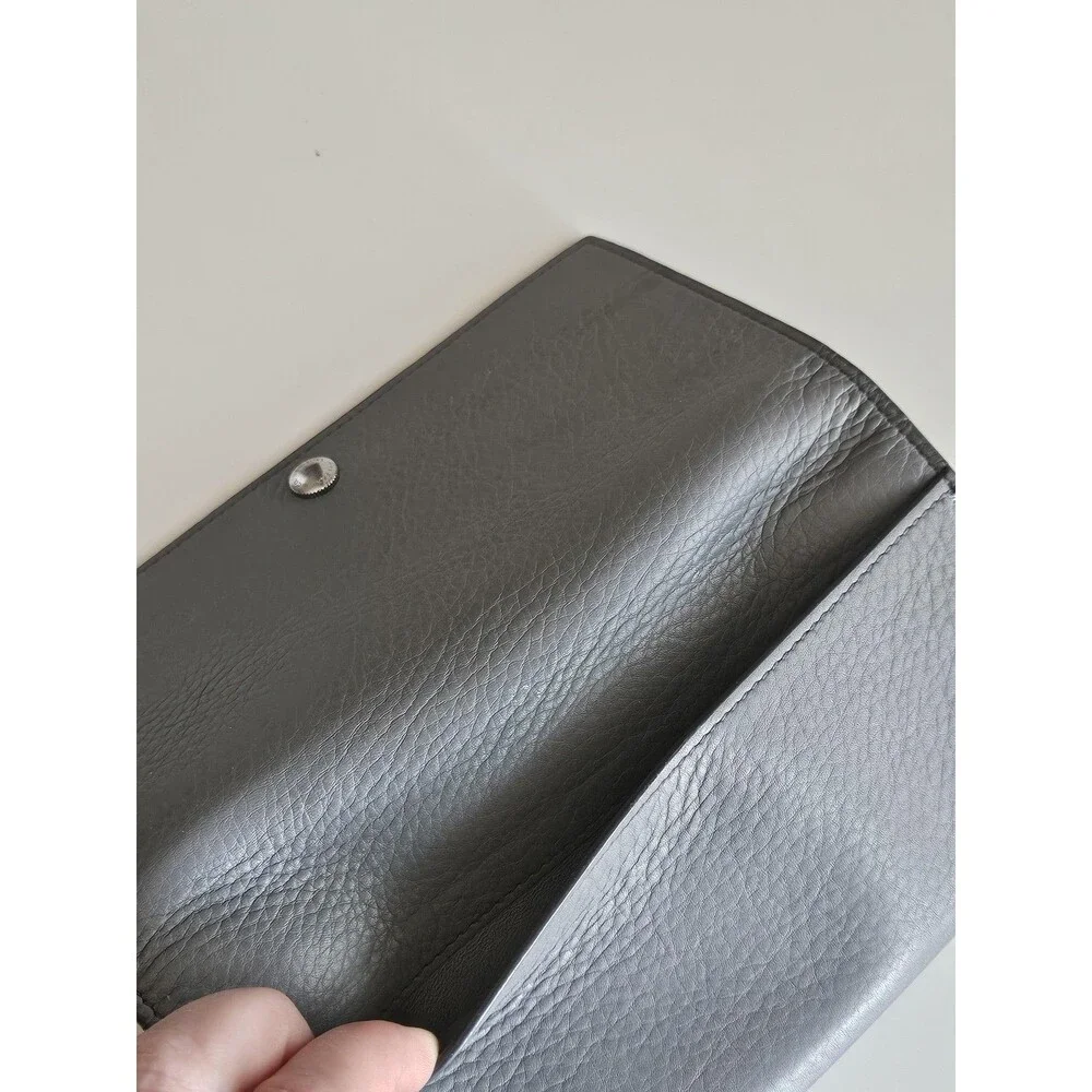 Tiffany & Co Wallet Womens 8x4 Gray Leather Continental Zip Flap Italy